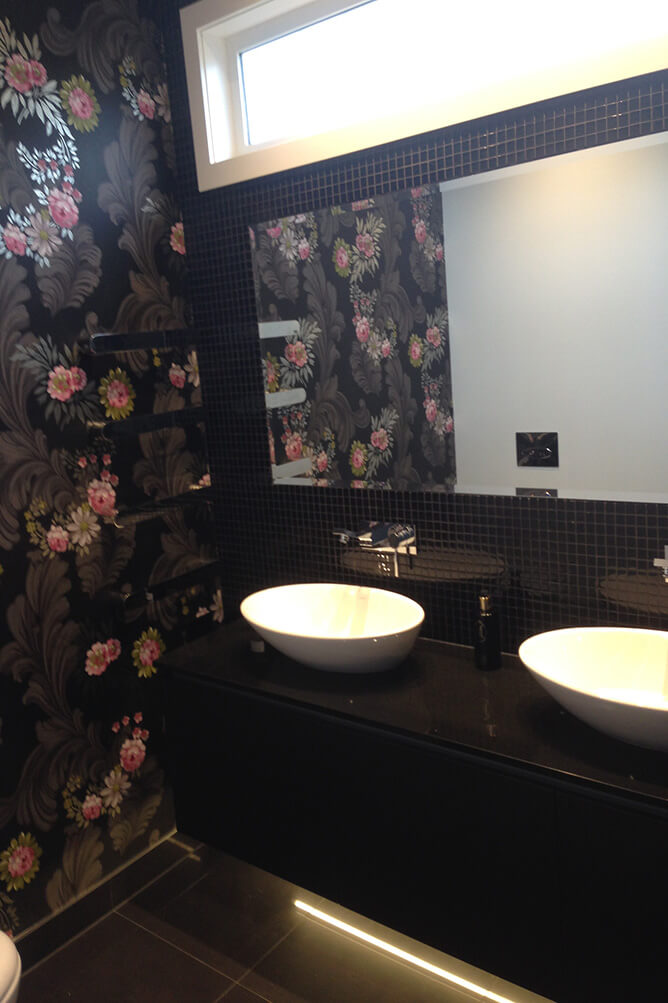 photo of custom vanity in bathroom conversion